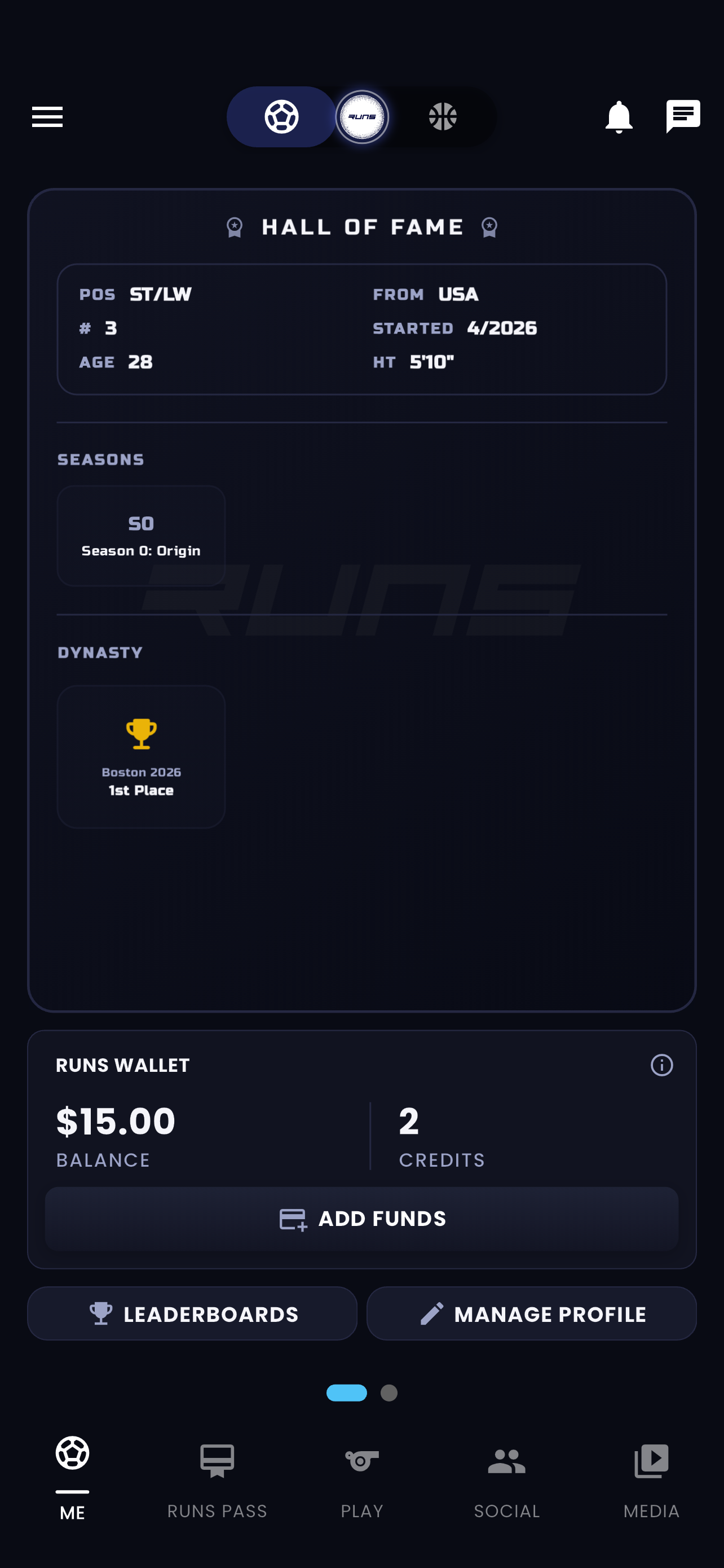 RUNS App Profile Back